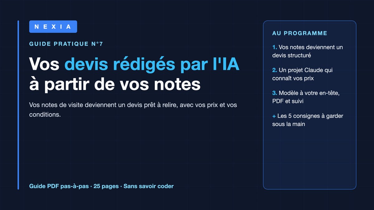 Couverture du guide : Vos devis rédigés par l'IA à partir de vos notes